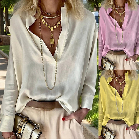 Women's Shirt Blouse Cotton Linen Solid Color
