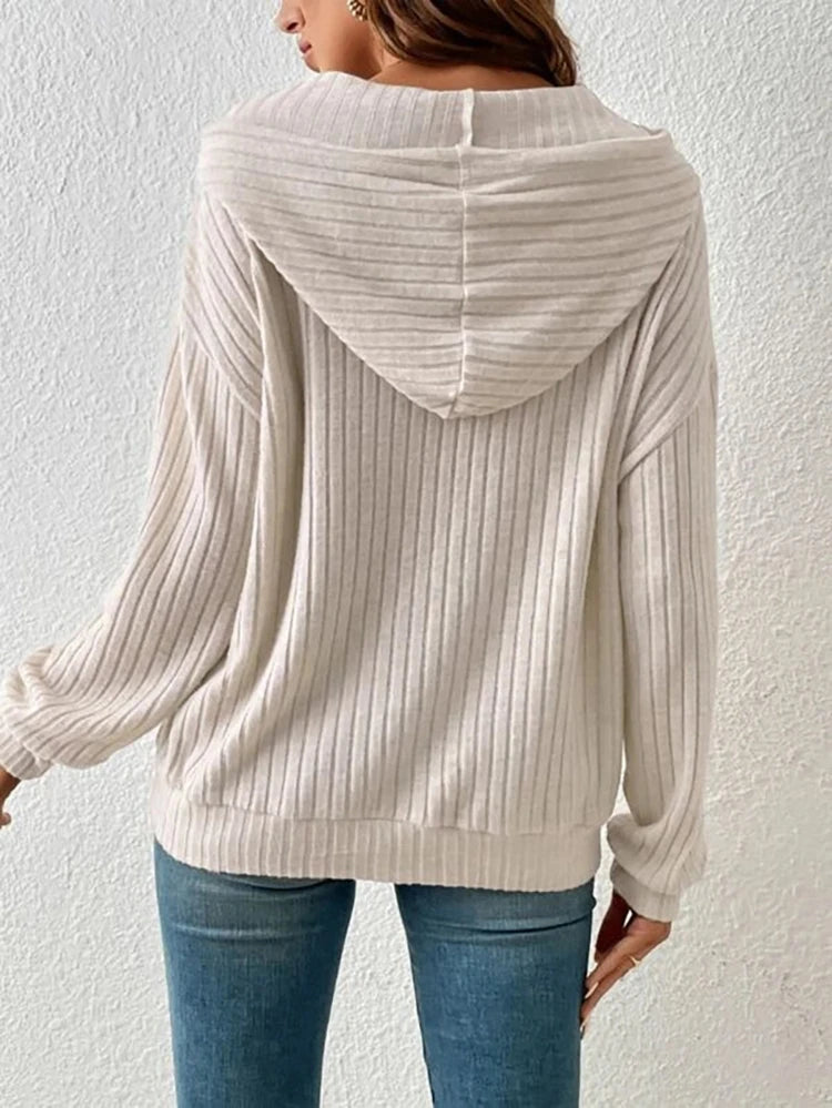 women's knitwear hooded pit kangaroo pocket hoodie