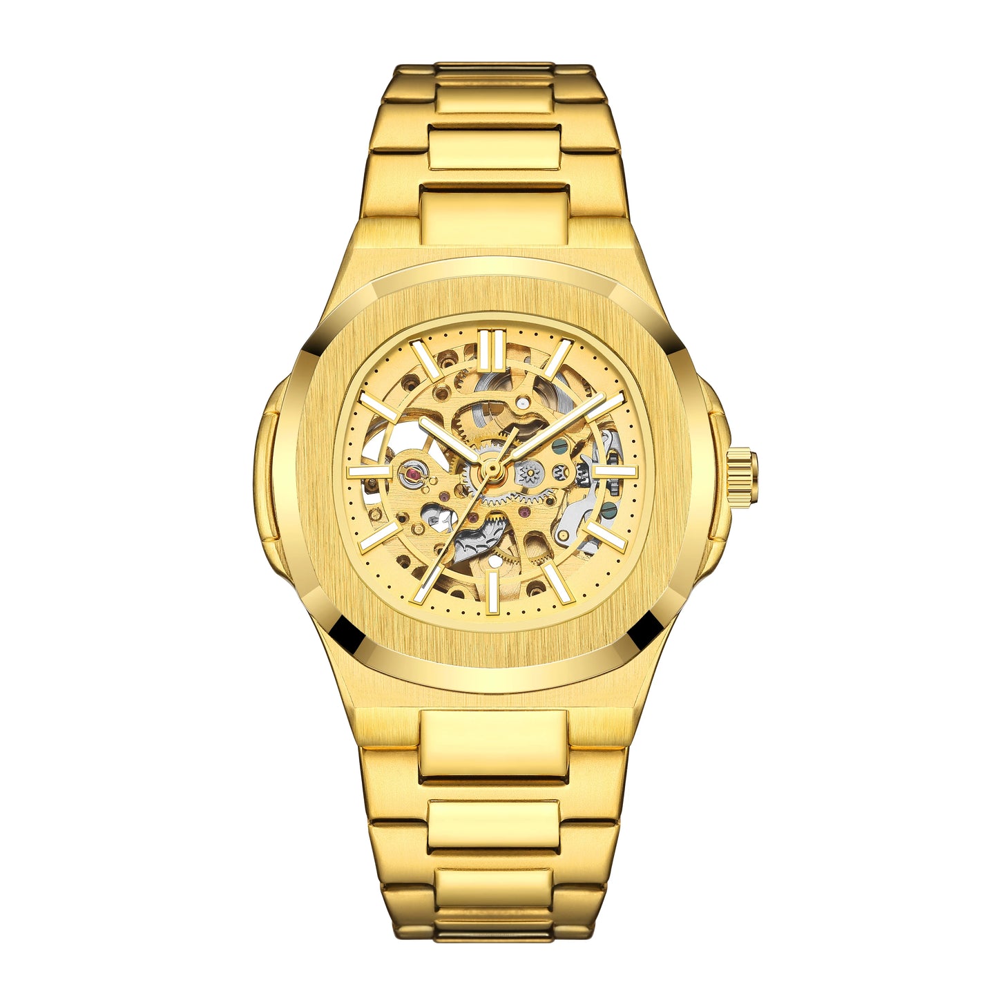 Luxury Automatic Watch For Men Mechanical Wristwatch Skeleton Stainless Steel
