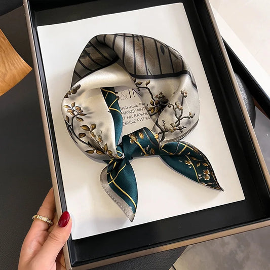 Silk Square Scarf Women Hair Ribbon