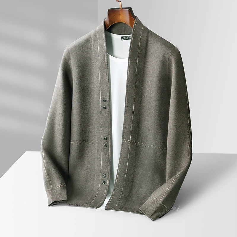 Men's Wool Cardigan Jacket Knitted Outer Cashmere Sweater