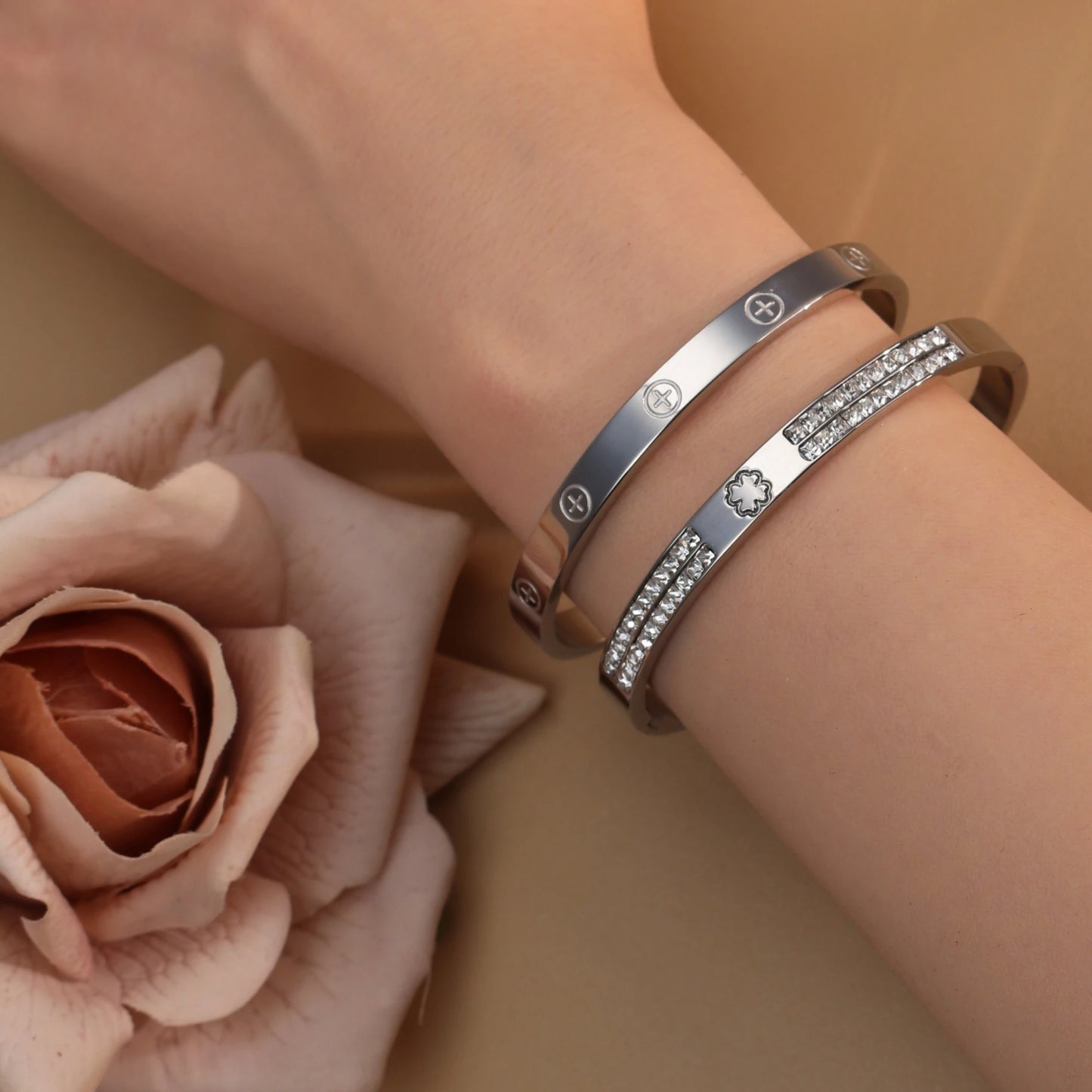 Cross Screwdriver Stainless Steel Zircon Bracelet.