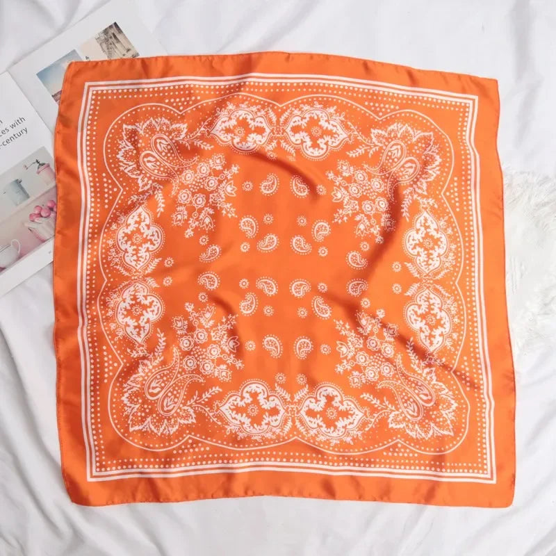 70cm Paisley Printed Hijab Scarf Satin Bandana Head Scarfs