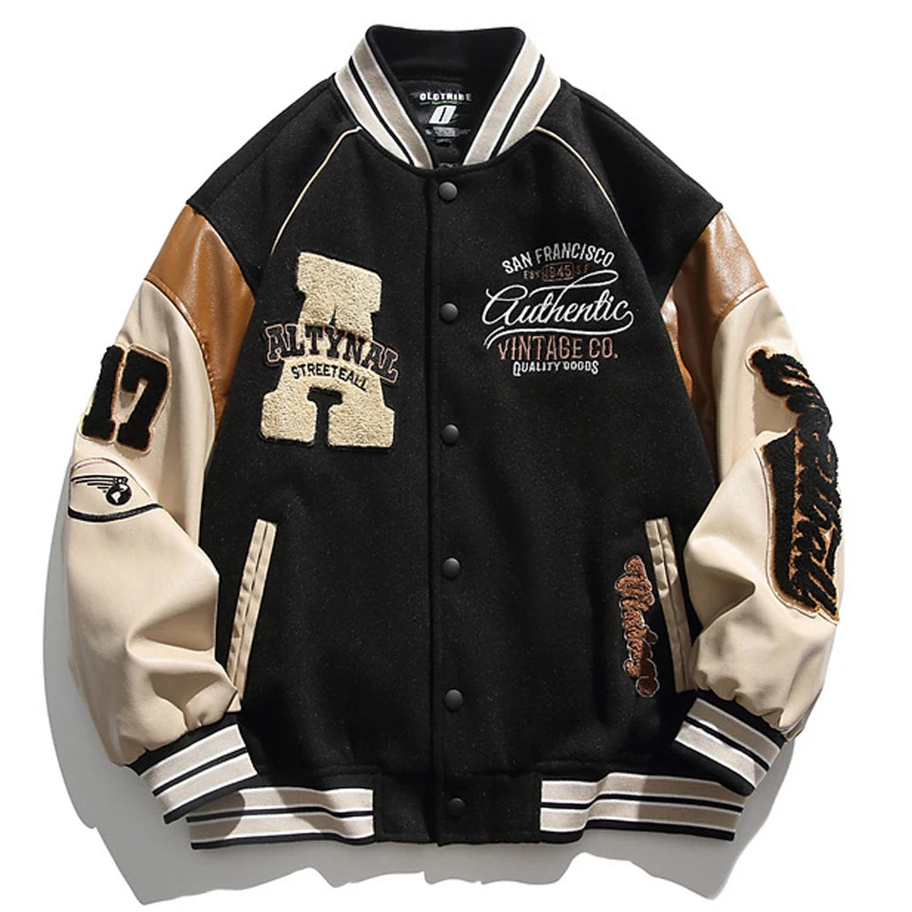 Jacket Men Letter Embroidered Streetwear Varsity Jackets Vintage
