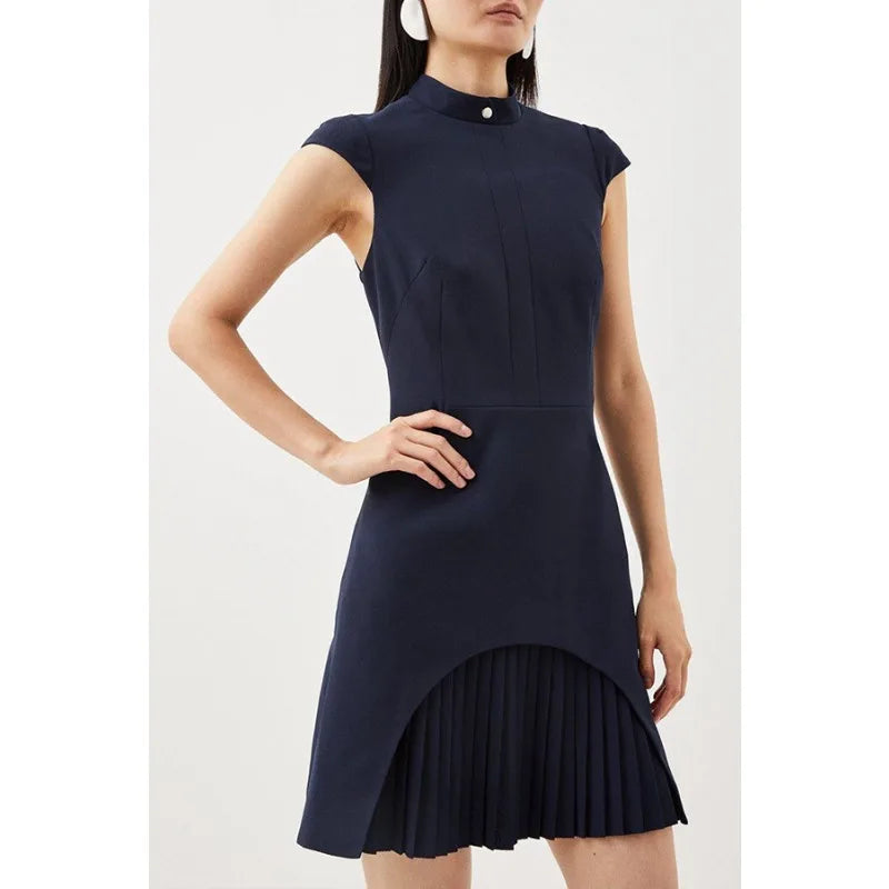Short Dress Sleeveless Slim Tassel Formal A-line Dress Elegant Office Outfits