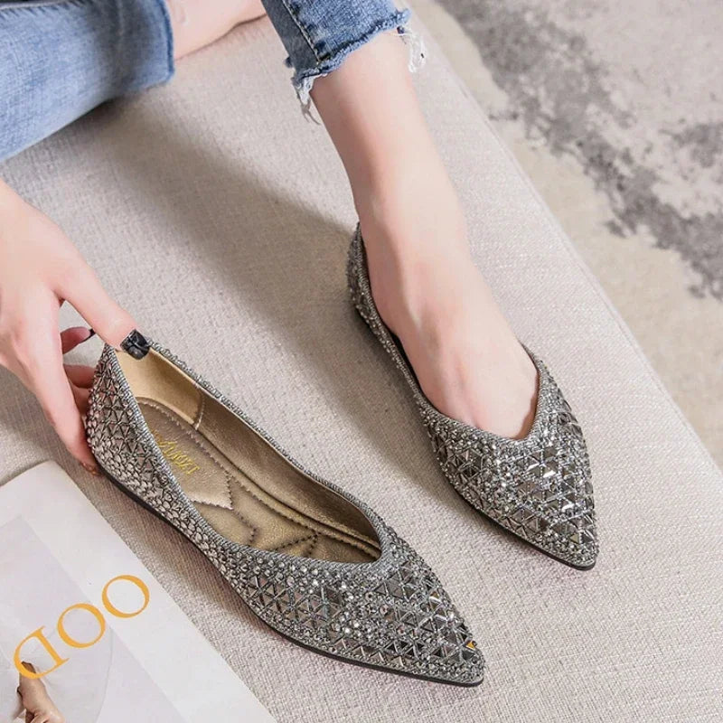Women's Ballet Flats  Rhinestones Flat Casual Loafers