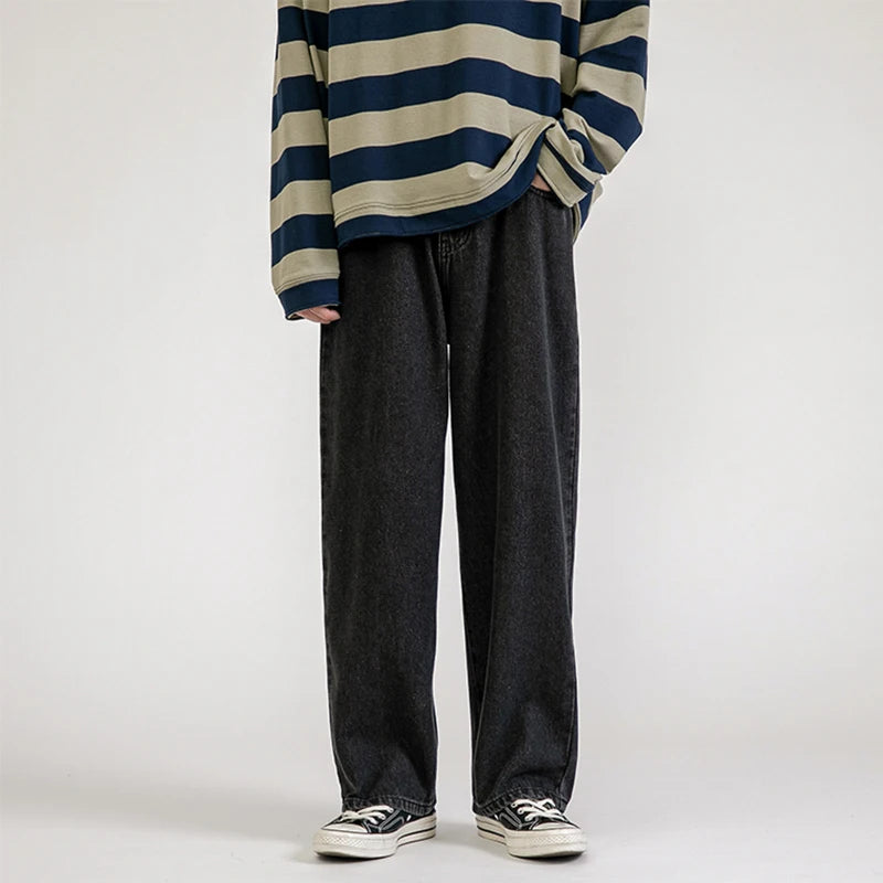 Men's Jeans Pants Straight Trousers Denim  Streetwear Fashion