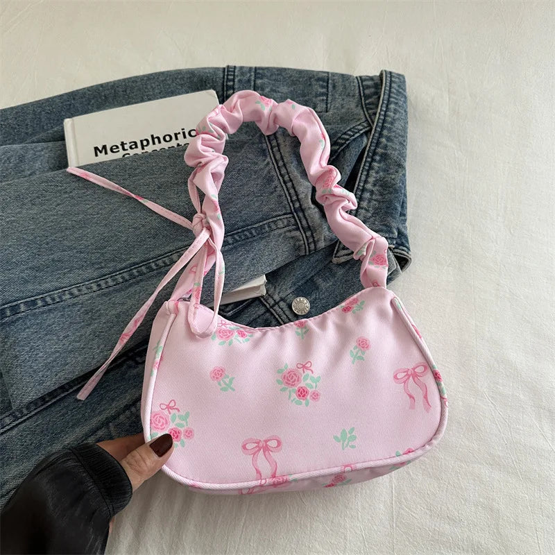 Women's Bags 2025 Summer Nylon Pleated Handbags Armpit Bag