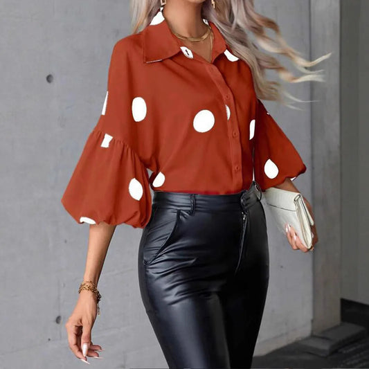 Women's Blouse  Chiffon Polka
