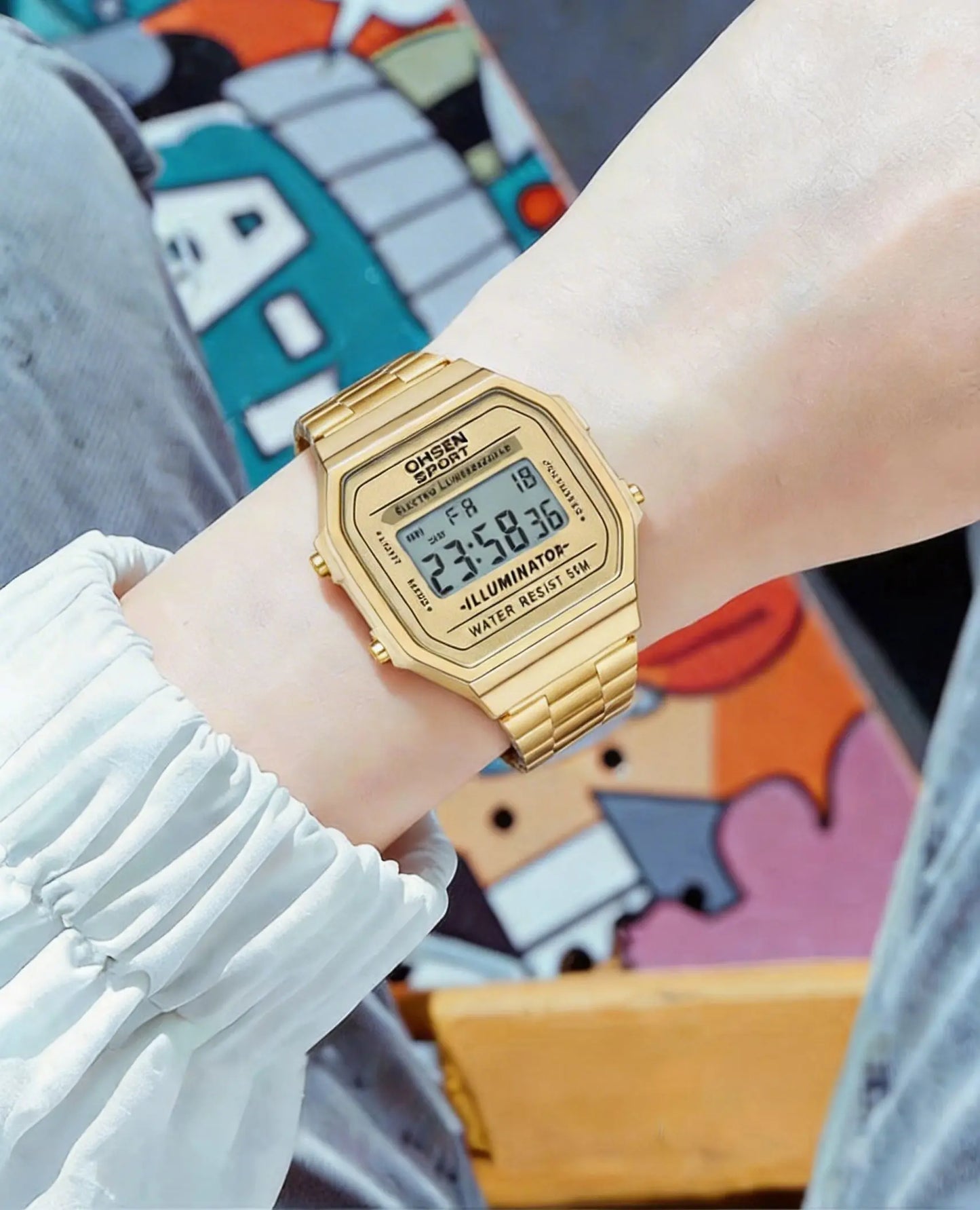Digital Watches for Women Luxury Gold Ladies Sport Watch