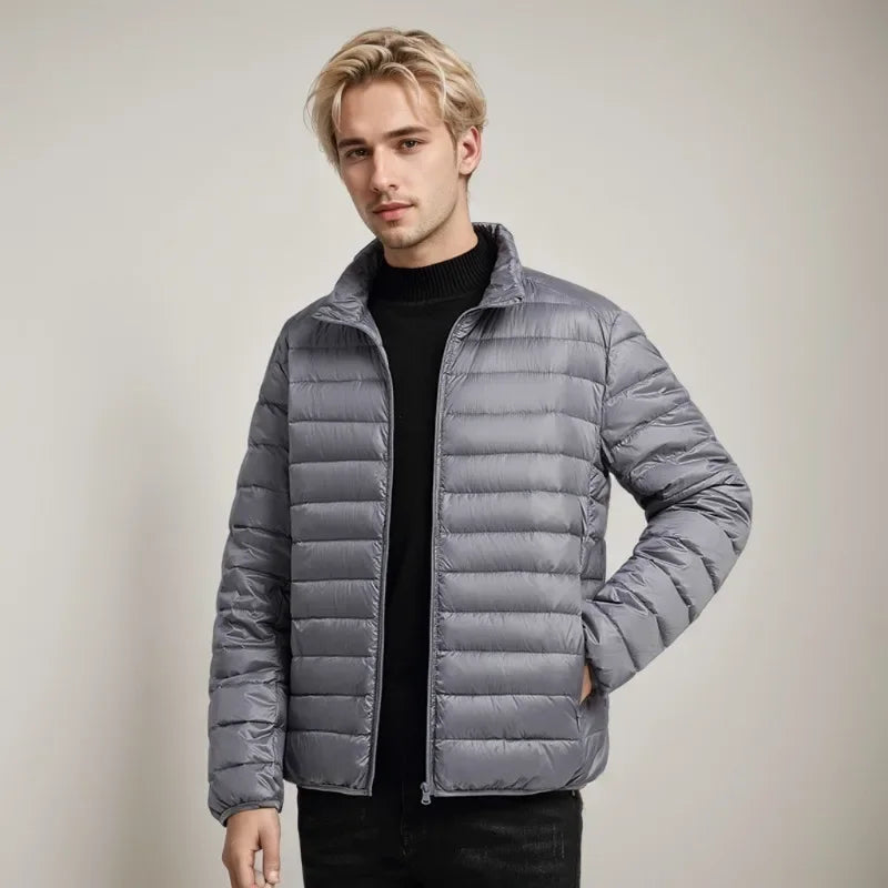 All-Season Puffer Jacket Men White Duck Down Portable Lightweight Jacket