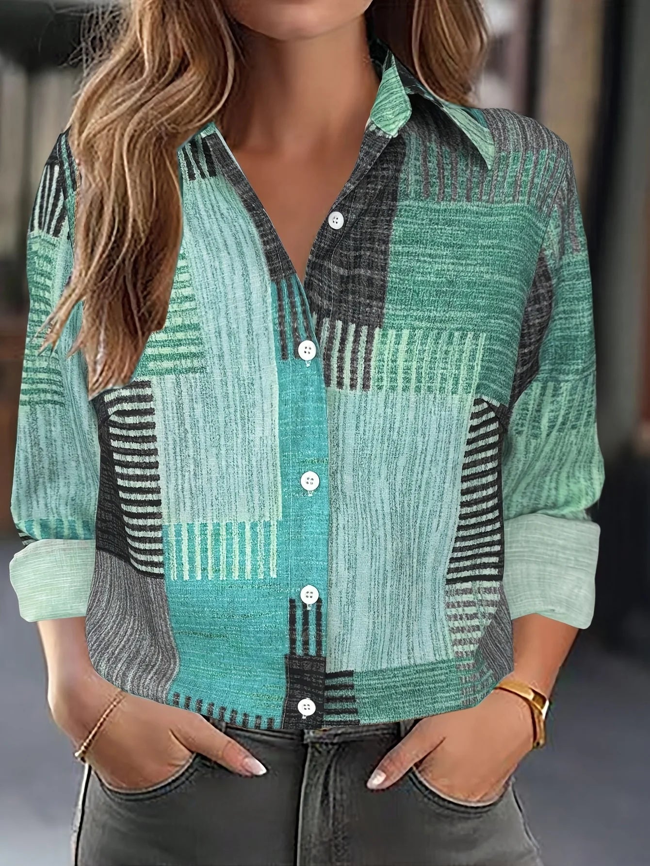 Elegant Patchwork Blouse for Women
