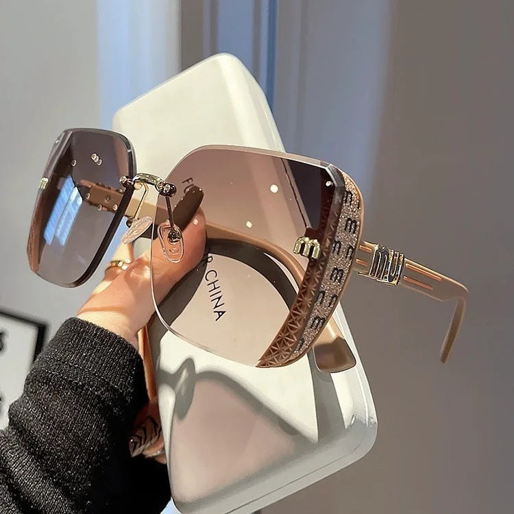 Cool Sunglasses for Women Anti Strong Light Rimless Sun Glasses