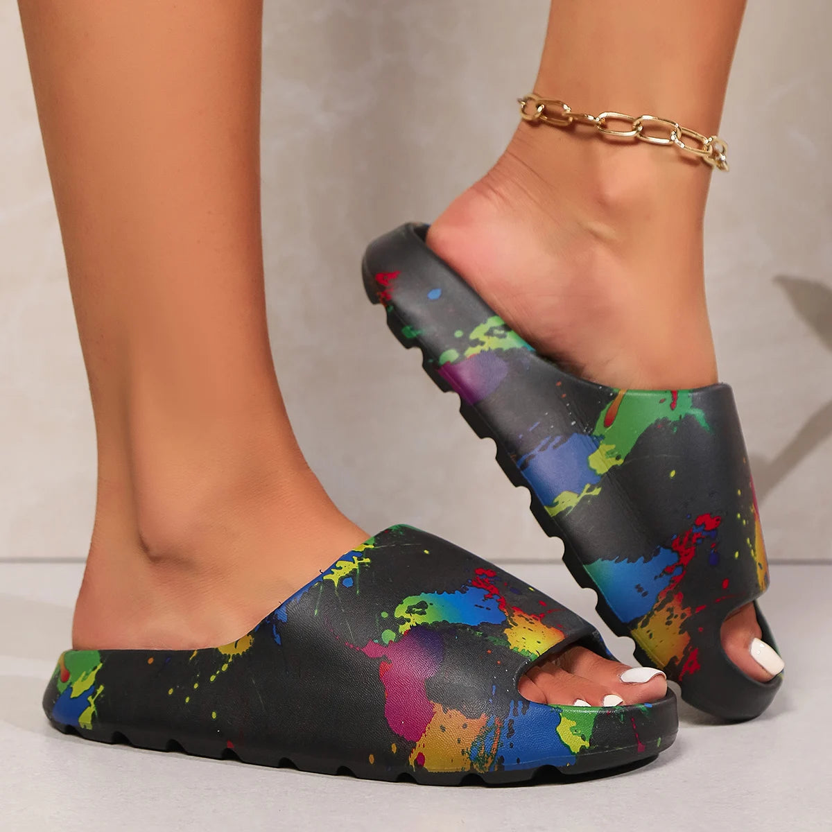 Women's slippers Summer Beach  Colorful Printing Non-slip slippers