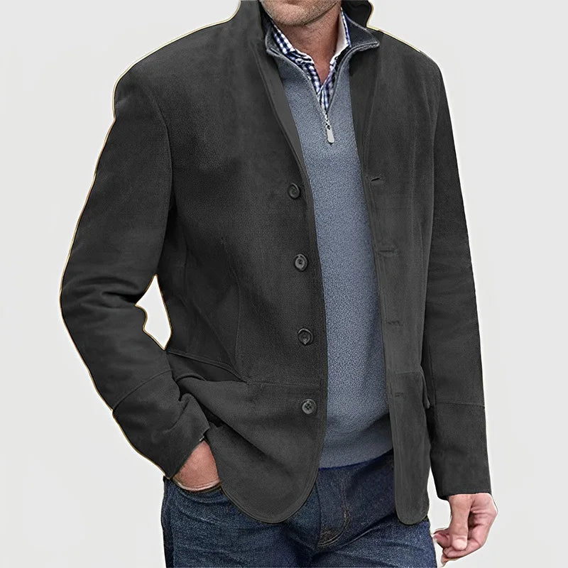Men Jackets Turn Down Collar Full Sleeve Single Breasted Jacket