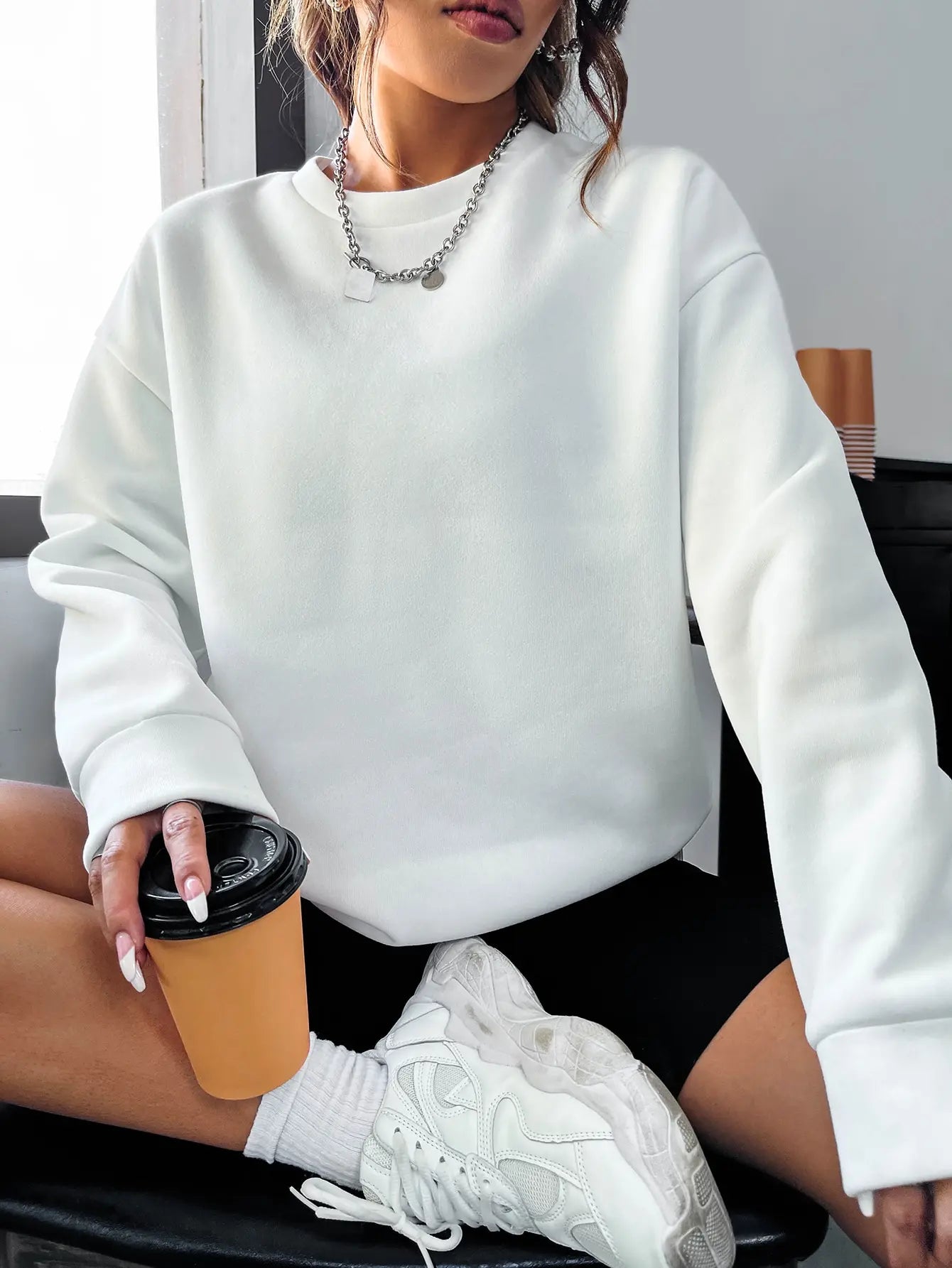 Woman's Sweatshirt  Letter Printed Pullover Loose Warm Crewneck Hoodies