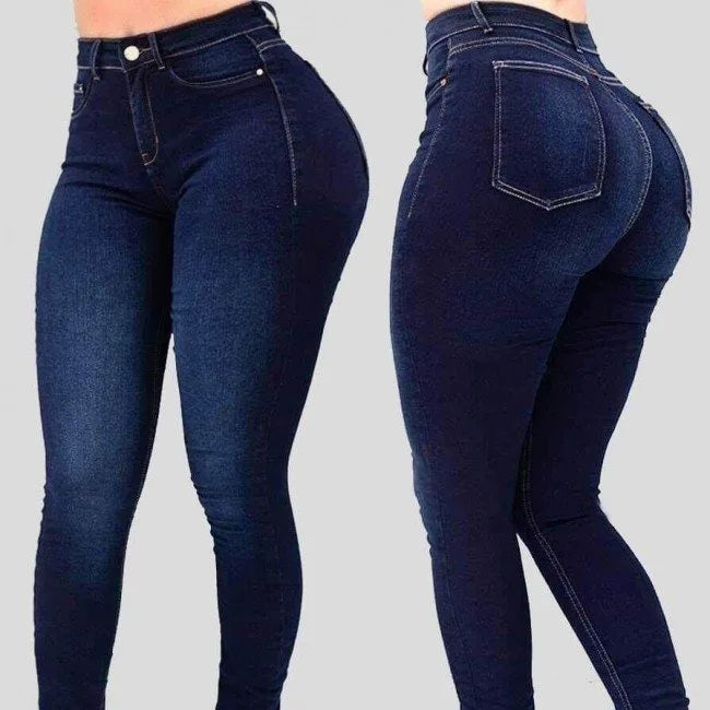 Skinny Versatile Pocket Button Retro Trousers  Women