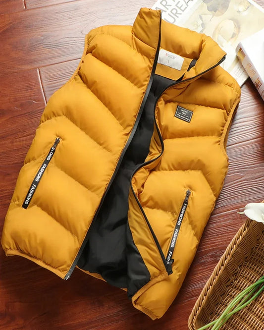 Puffer Sleeveless Coats Mens Solid Color Down Jacket