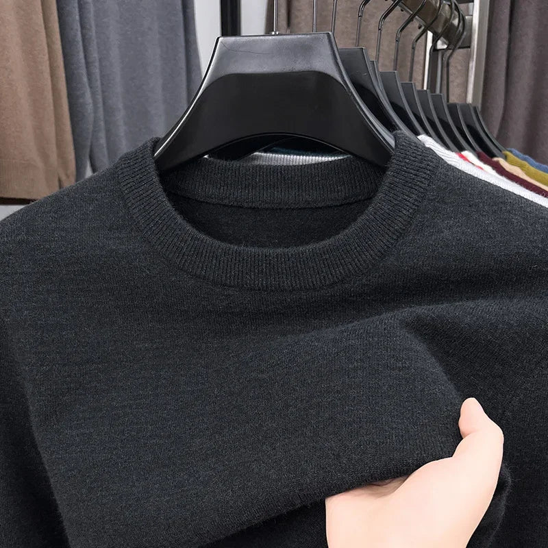 Men's Casual Sweater Round Neck Long Sleeve Knitted Sweater
