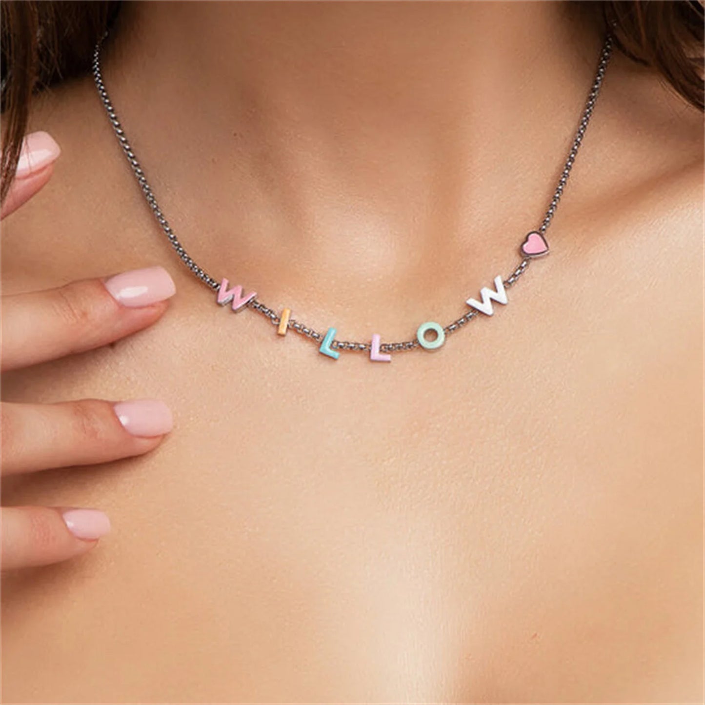 Custom Enamel Name Necklace