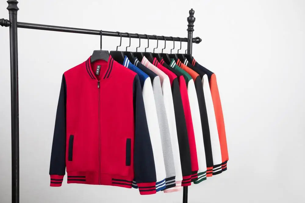 Unisex Varsity Team Baseball Jacket Men And Women Sports Zipper Bomber Coat