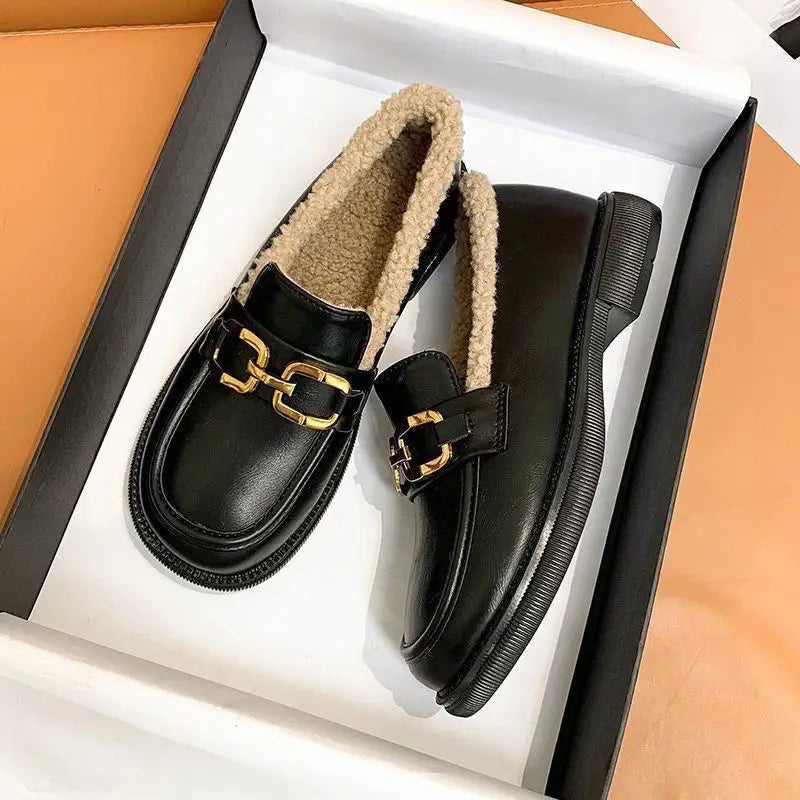 Woman Pumps Cute Black Loafers Low Heel Elegant Shoes