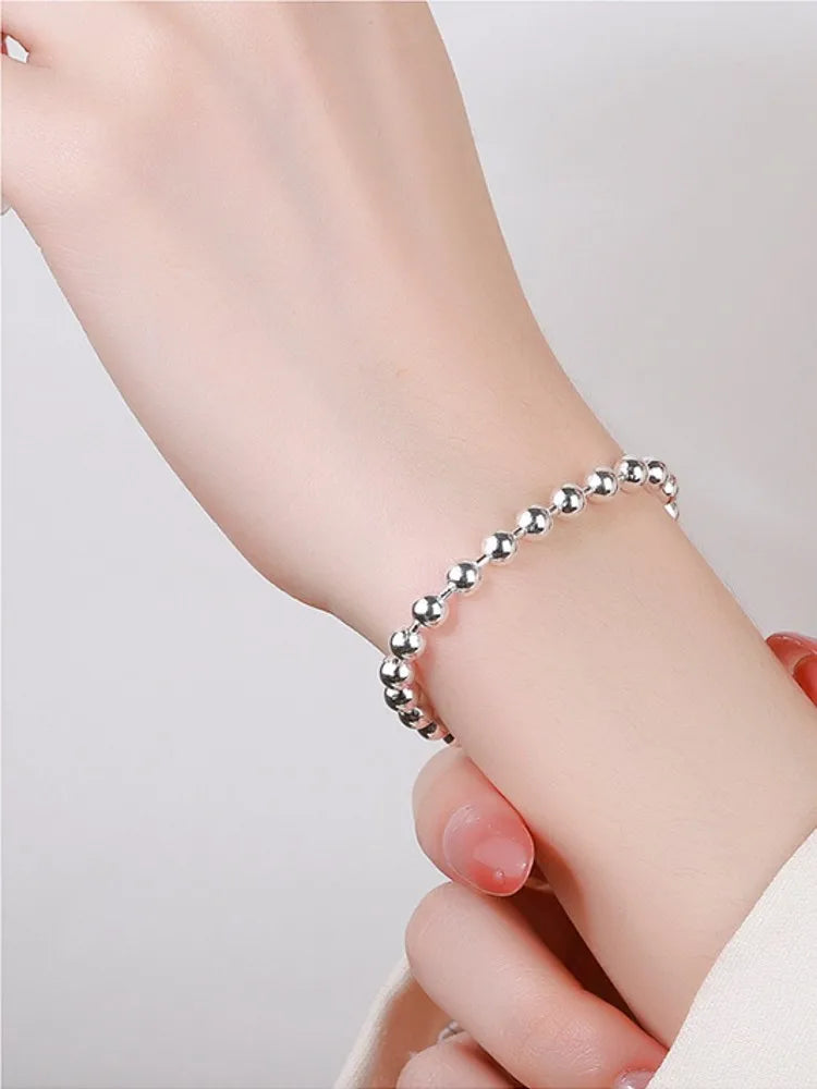 Silver Round Bead Bracelet for Girls