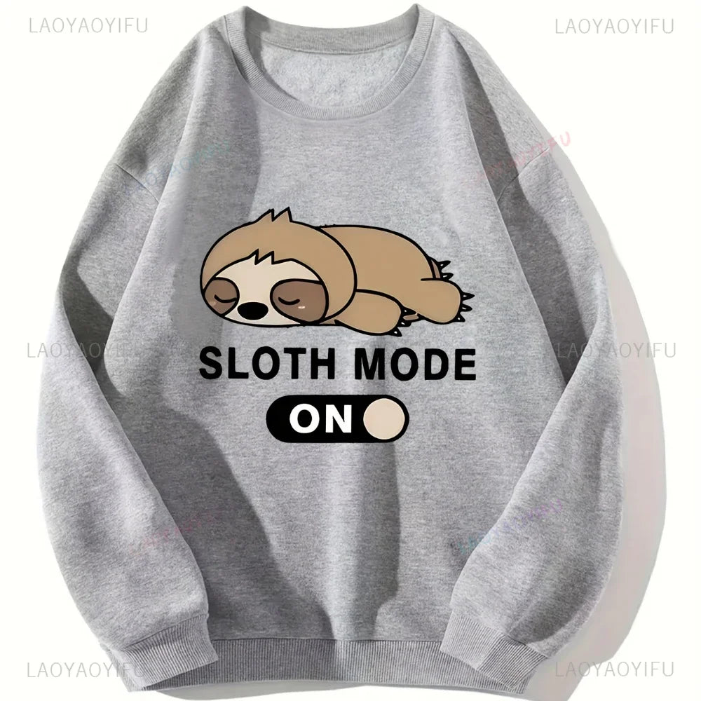 Womens Sloth Graphic Sweatshirt Lightweight  Casual Round Neck Long Sleeve Pullover