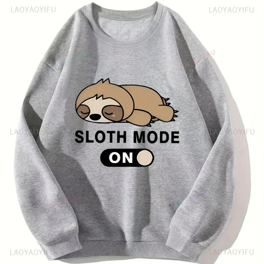 Womens Sloth Graphic Sweatshirt Lightweight  Casual Round Neck Long Sleeve Pullover