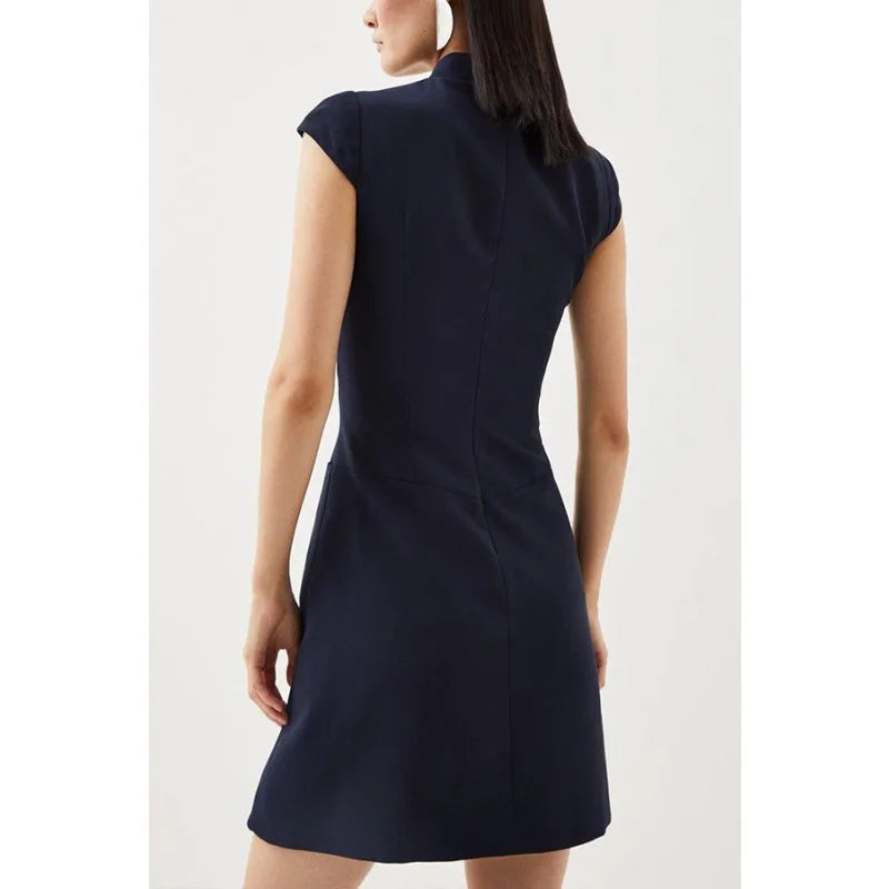 Short Dress Sleeveless Slim Tassel Formal A-line Dress Elegant Office Outfits
