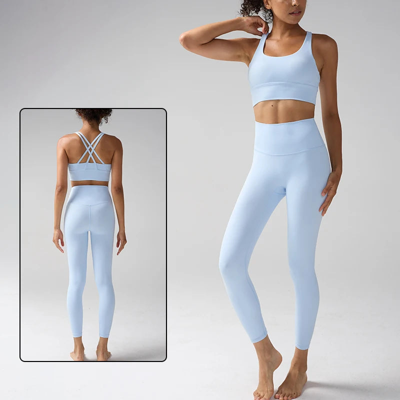 Women's Yoga Set Workout Set 2 Piece High Waist Yoga Leggings