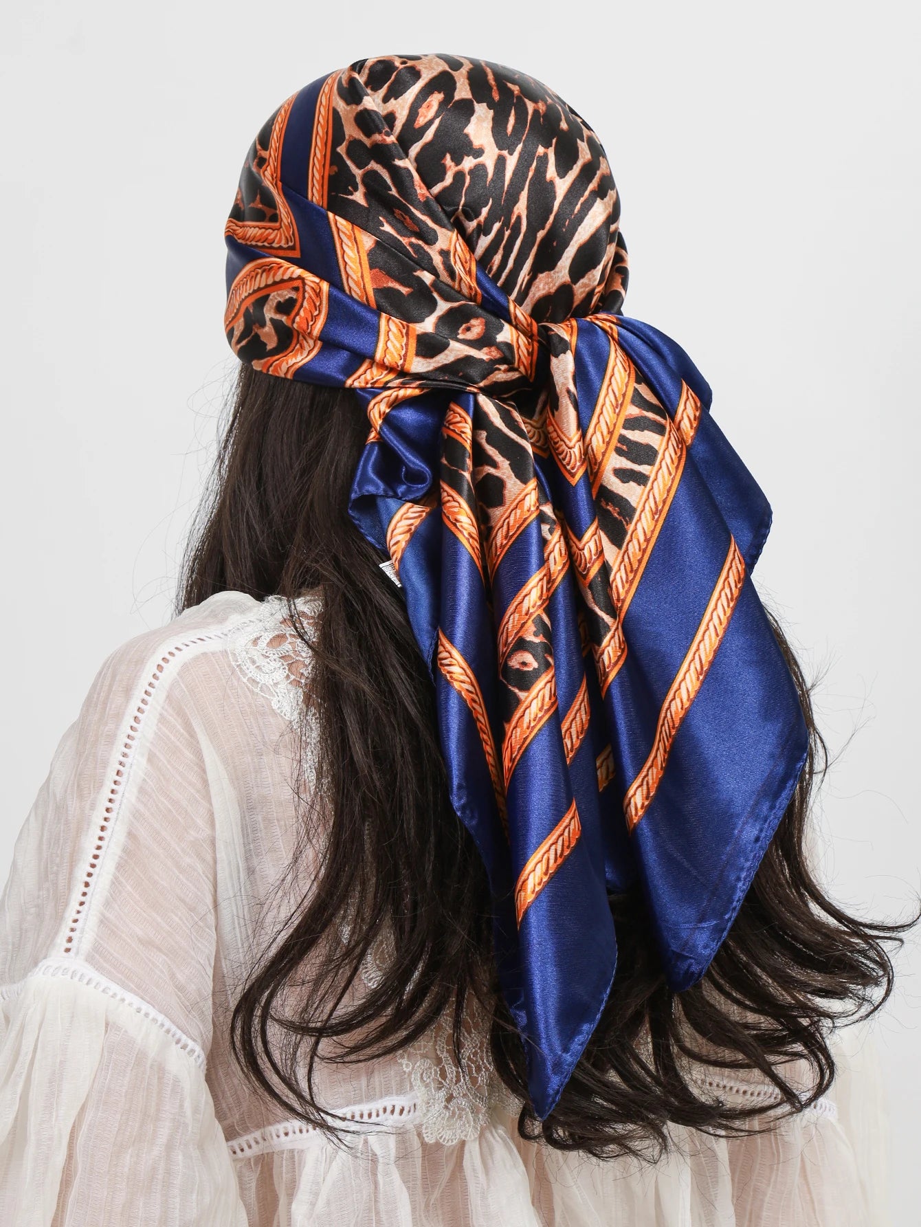 Women Luxury Brand Square Silk Foulard Satin Bandana