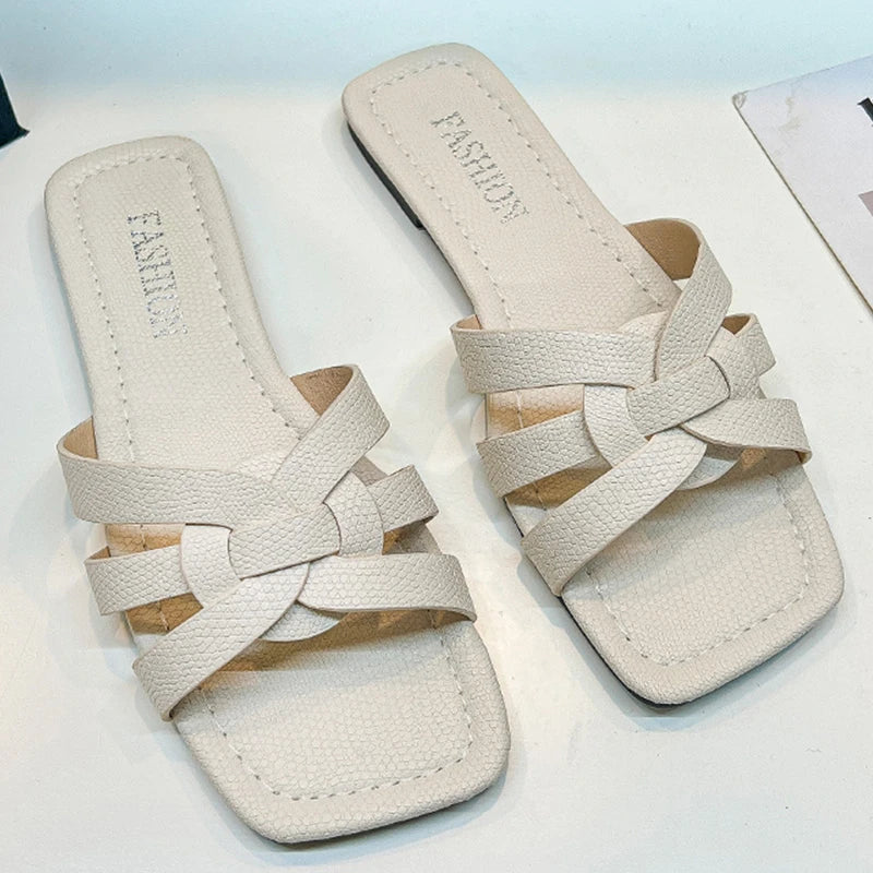 Women Fashion Flat Slippers Non-slip Outdoor Comfy Breathable Beach Sandals