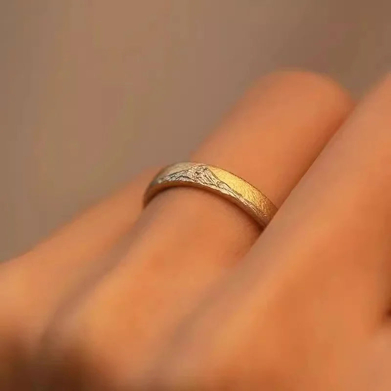 Men Ring 925 Sterling Silver Jewelry Adjustable Gold Mountain