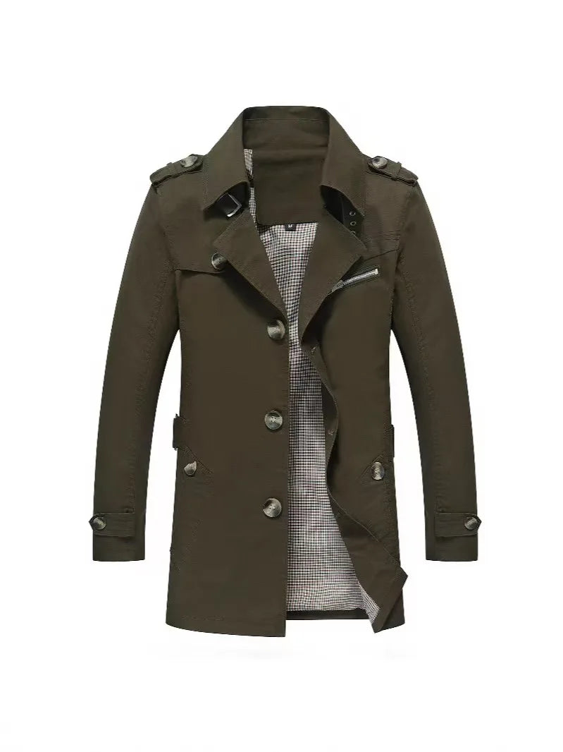 Mens Business Windbreaker Long Jackets