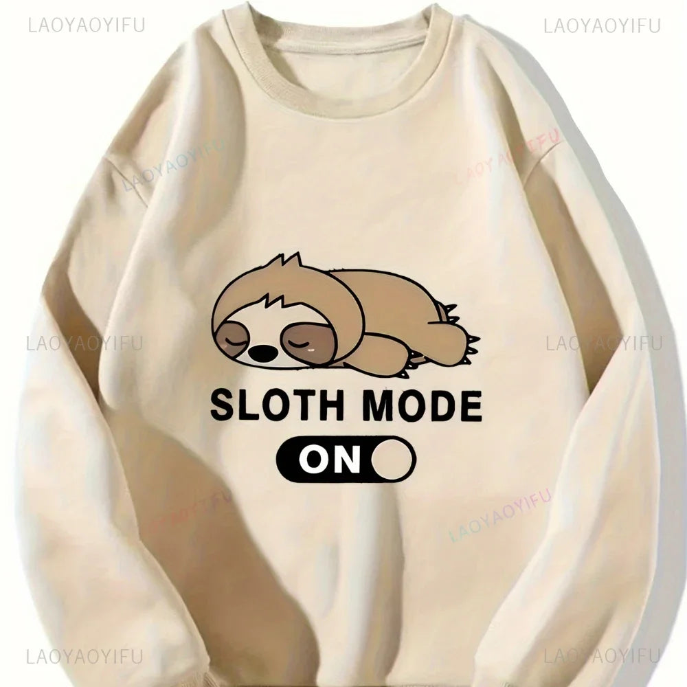 Womens Sloth Graphic Sweatshirt Lightweight  Casual Round Neck Long Sleeve Pullover