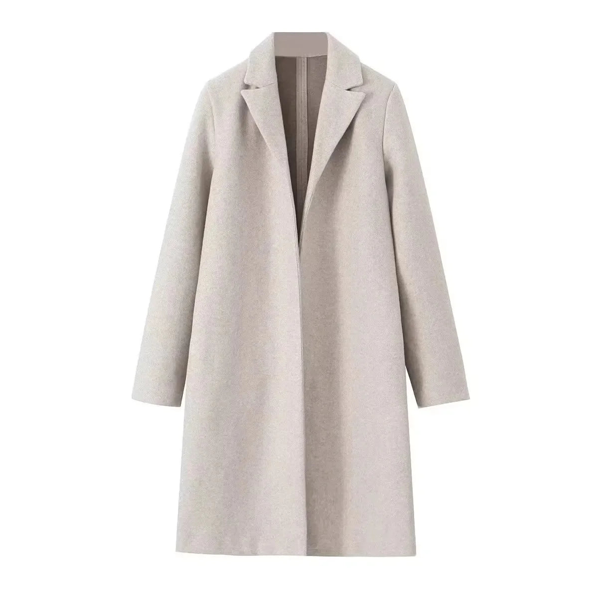 Woolen  Open Stitch Long Trench Coats