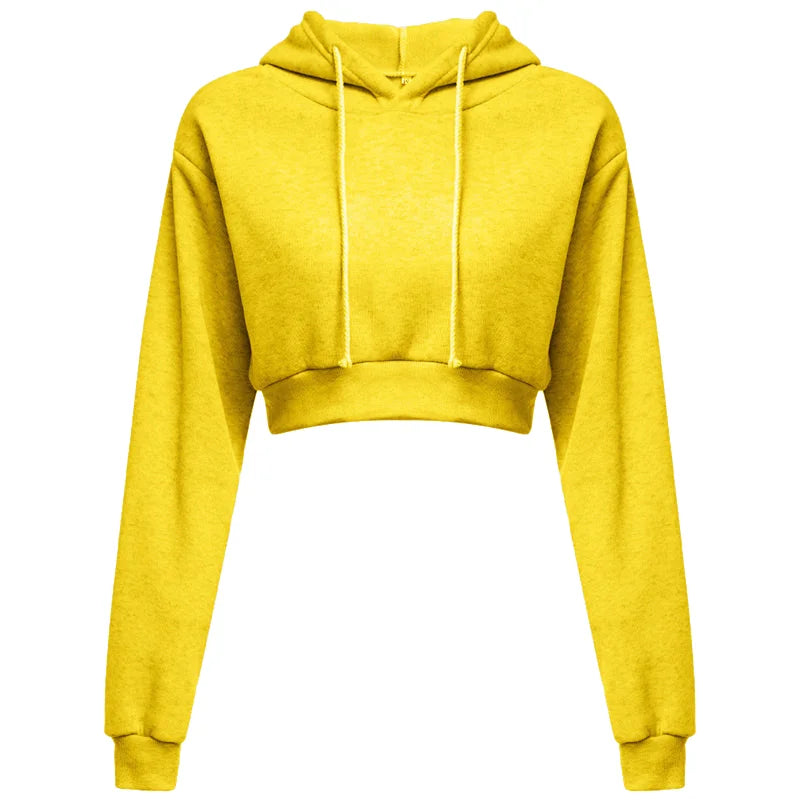 Women's casual solid color hooded sweatshirt with long sleeves
