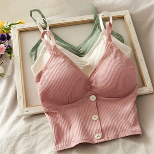 Women Knitted Tank Top Strap Vest