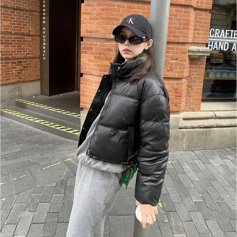Loose Casual Parkas Woman Solid Color Winter Coat
