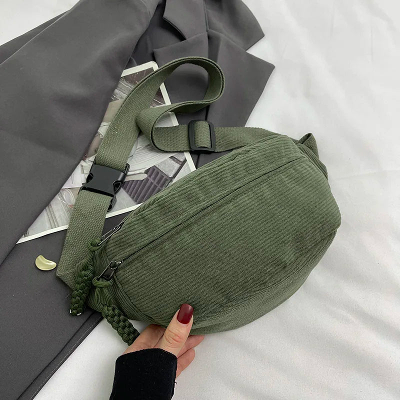 Casual Corduroy Belt Bags for Women