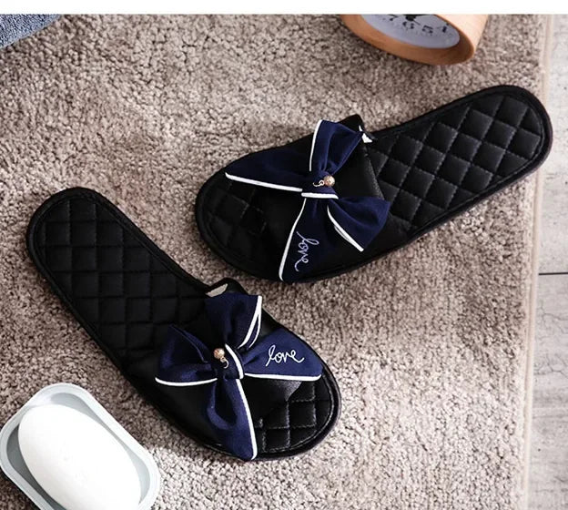 Women Slides Flip Flops  Casual Beach Bow Sandals Comfortable Flat Shoes
