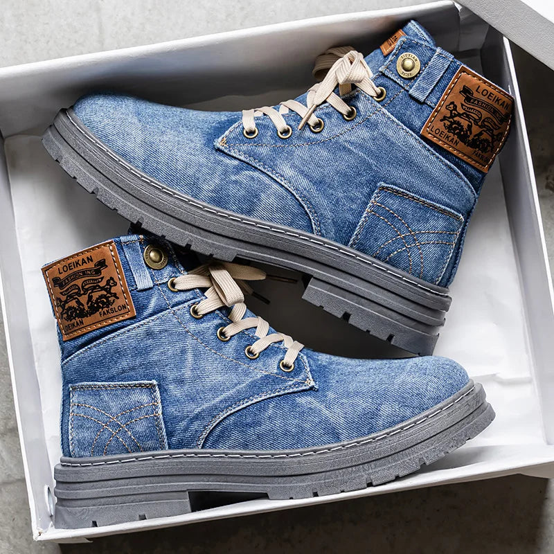 Men's high top denim boots