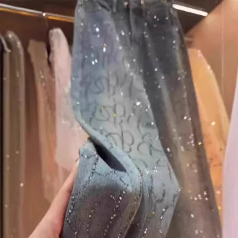 Women's Jeans  Heavy Industry High-end Versatile High-waisted Slim Straight Pants