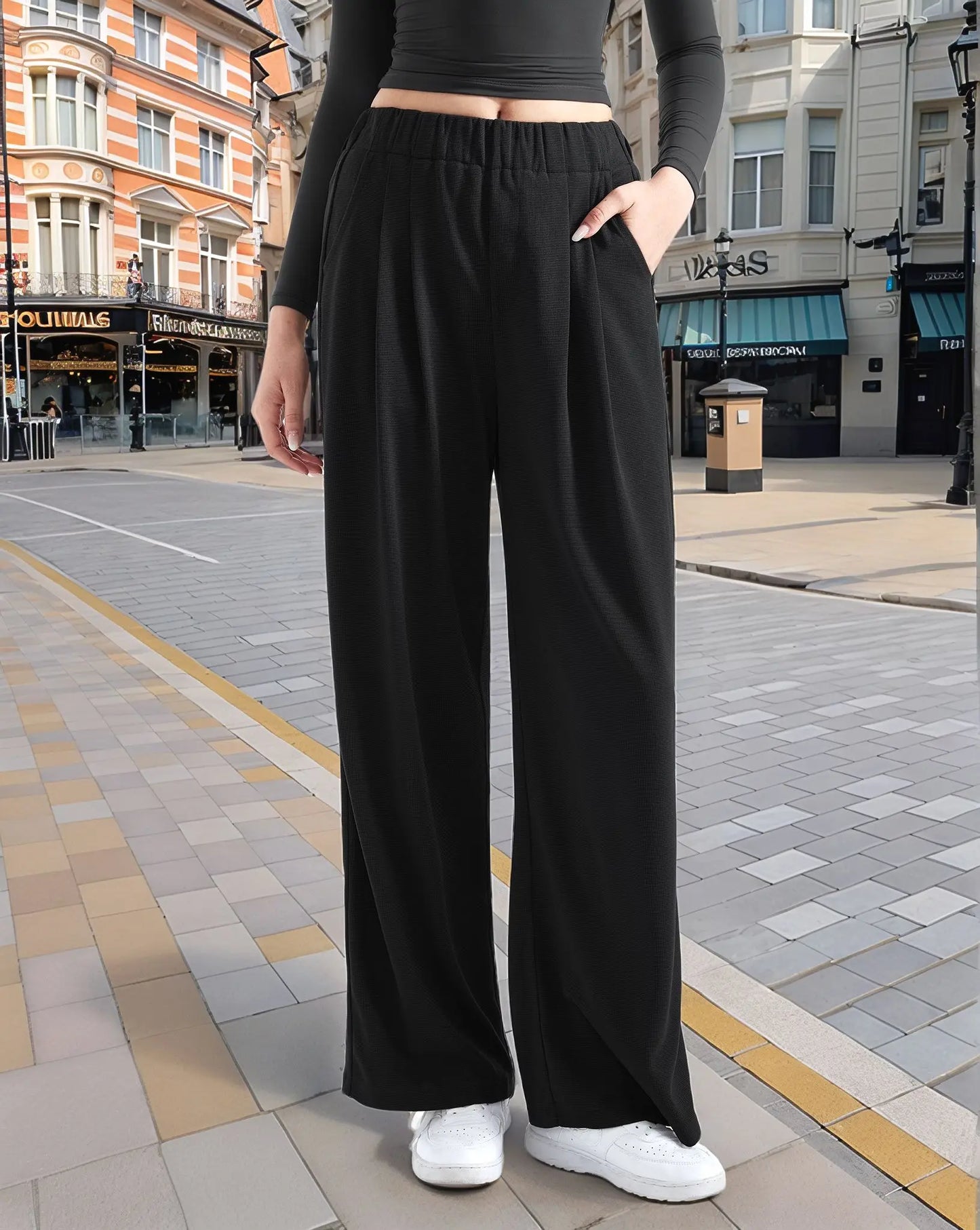 Women's Casual Pant  Black Straight Leg Pants