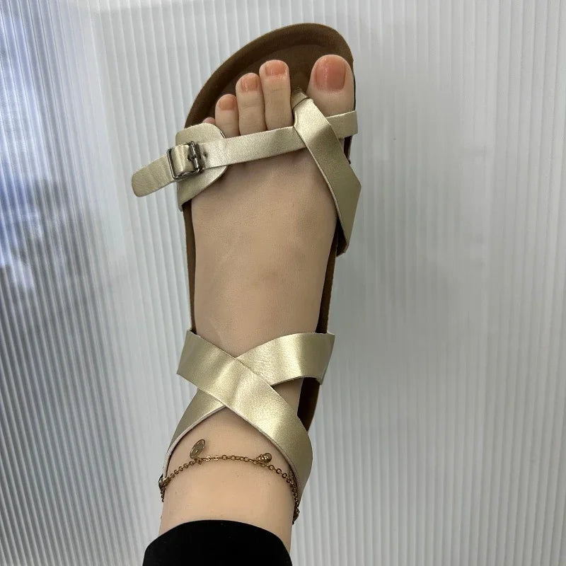 Women's Sandals  Buckle Strap Ladies Shoes Ankle Calf Straps