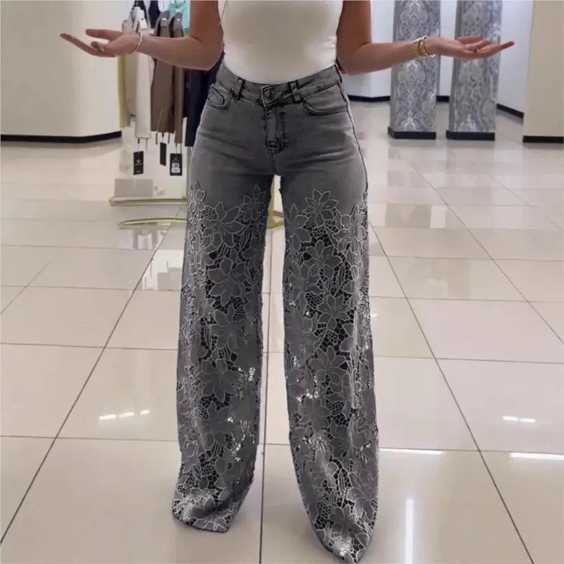 Jeans for Women High Waist Lace Patchwork