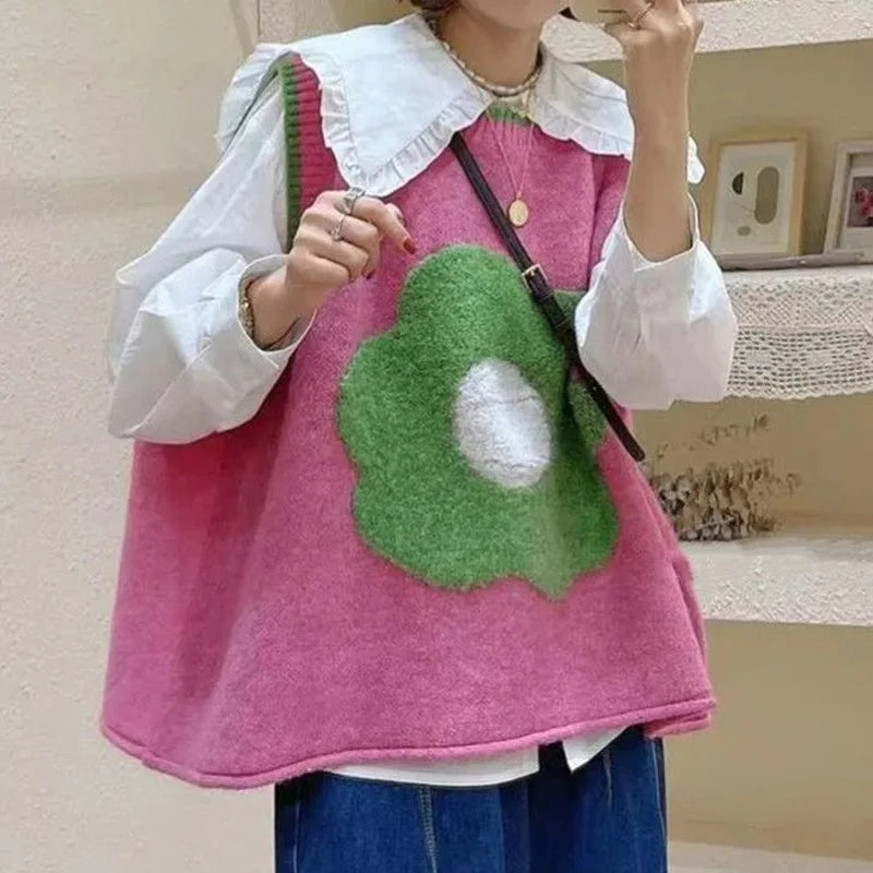 Knit Vests Woman Sleeveless Sweater