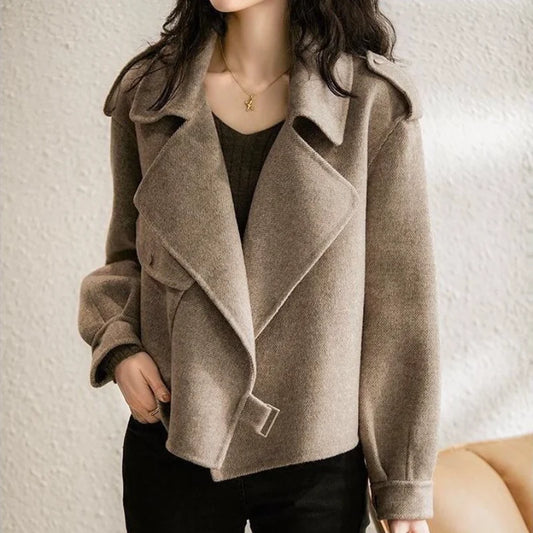 ColdCoats Short Padded Aesthetic Heavy Tweed Female Jacket