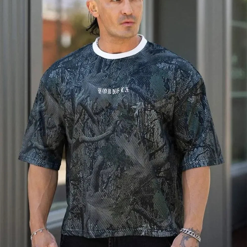 T-shirts Men Summer New Sports  Mesh Round Neck Loose And Comfortable